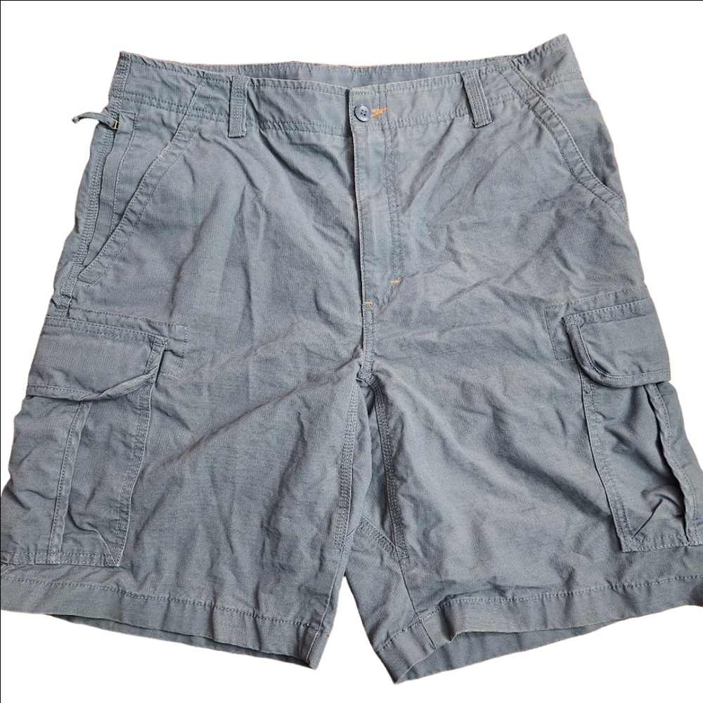 LL Bean blue Cargo Shorts Mens 35 W Utility Chino 100% cotton pockets